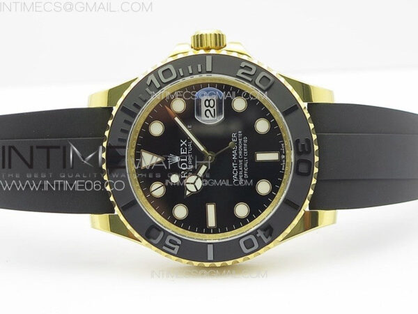 Yacht-Master 126655 YG 3EF 1:1 Best Edition 3D Black Ceramic Bezel on Black Rubber Strap VR3235 – Bild 3
