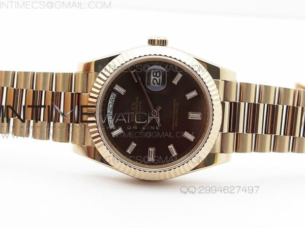 Day-Date 40 RG BP 1:1 Best 228239 Brown Diamond Sticks Dial on SS Bracelet – Bild 4