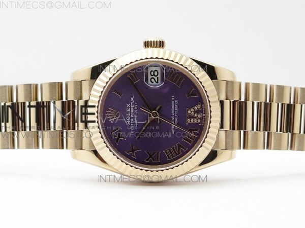 Datejust 31mm 278275 RG BP Best Edition Purple Roman Markers Dial @6 Dia on RG President Bracelet – Bild 3