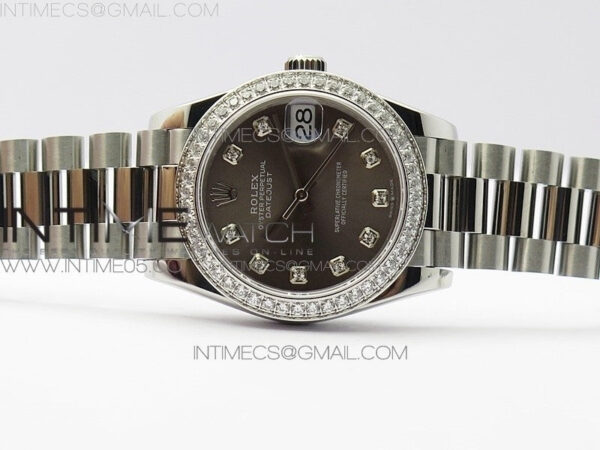 Datejust 31mm 278275 SS Crystal bezel BP Best Edition Gray Dial(@6 Crystal Marker) on SS President Bracelet – Bild 3