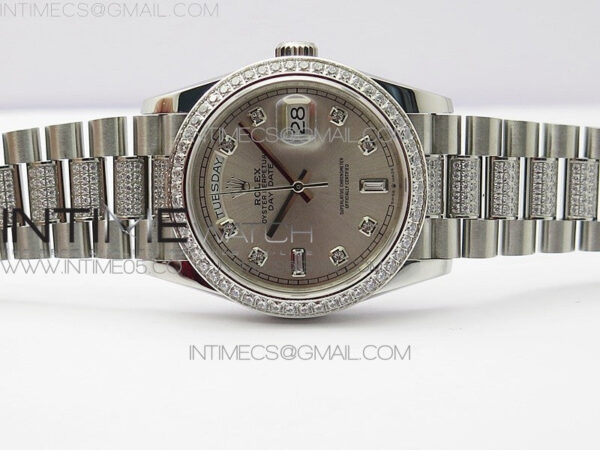 Day-Date 36 128239 SS/Crystal BP Best Edition Silver Crystal Markers Dial on SS President Bracelet A2836 – Bild 3