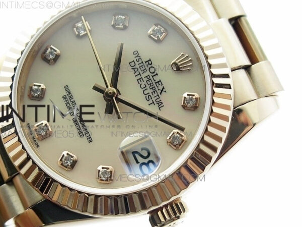 Datejust 31mm 278275 RG BP Best Edition White MOP Crystal Markers Dial on RG President Bracelet – Bild 3