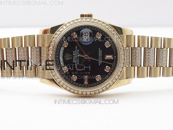 Day-Date 36 128235 RG/Crystal BP Best Edition Black Crystal Marker Dial on RG President Bracelet A2836 – Bild 3
