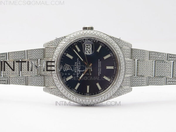 DateJust 41 126334 904 Full Paved Diamonds BP Best Edition Blue Dial Sticks Markers on Oyster Bracelet A2824 – Bild 3