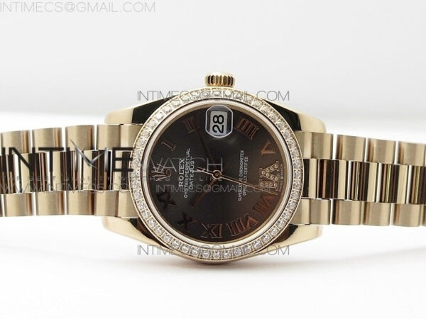 Datejust 31mm 278275 RG Dia Bezel BP Best Edition Gray Roman Markers Dial @6 Dia on RG President Bracelet – Bild 3