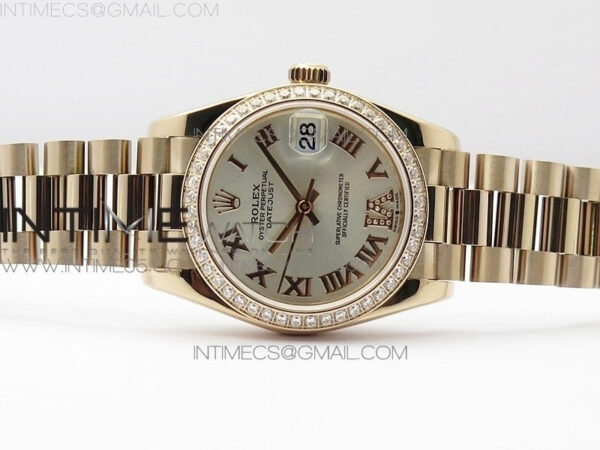 Datejust 31mm 278275 RG Dia Bezel BP Best Edition Silver Roman Markers Dial @6 Dia on RG President Bracelet – Bild 3