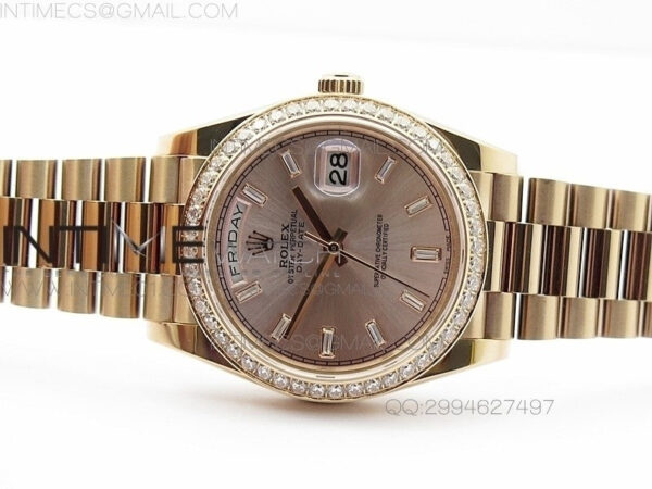 Day-Date 40 RG BP 1:1 Best 228239 RG Diamond Sticks Dial Bezel on SS Bracelet – Bild 3