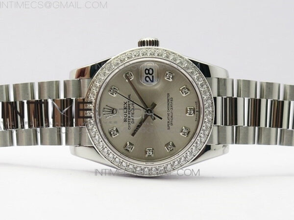 Datejust 31mm 278275 SS Crystal bezel BP Best Edition Silver Dial(@6 Crystal Marker) on SS President Bracelet – Bild 3