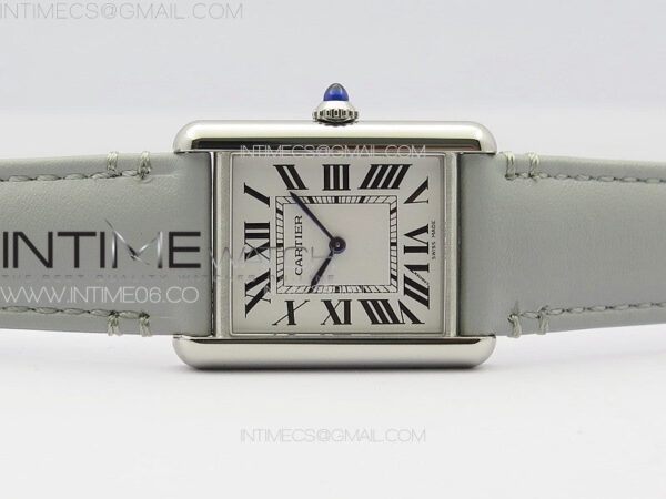 Tank Louis Ladies 25mm SS 8848F 1:1 Best Edition White Dial on GrayLeather Strap Ronda Quartz – Bild 3