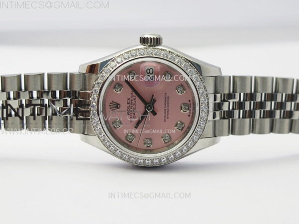 Datejust 28mm 279179 SS/Crystals Bezel APSF Best Edition Pink Dial Crystals Markers on SS Jubilee Bracelet NH05 – Bild 3