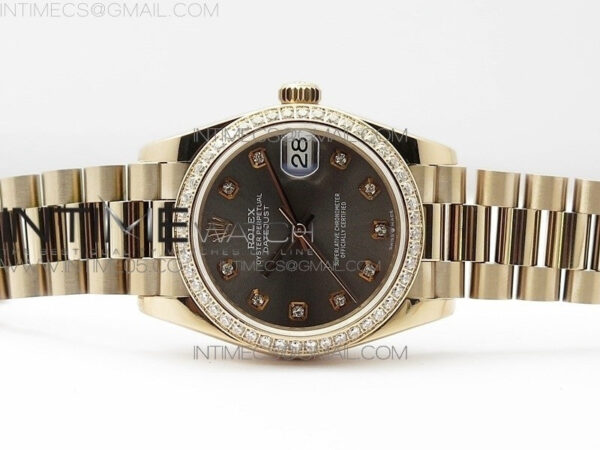 Datejust 31mm 278275 RG Dia Bezel BP Best Edition Gray Crystal Markers Dial on RG President Bracelet – Bild 3