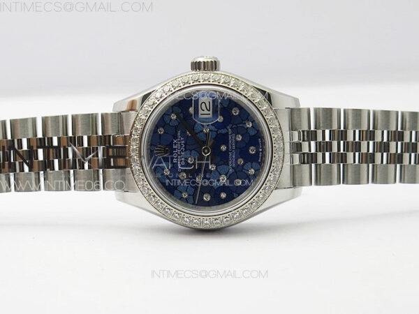 Datejust 28mm 279179 SS/Crystals APSF Best Edition Blue Flowers Dial on SS Jubilee Bracelet NH05 – Bild 3