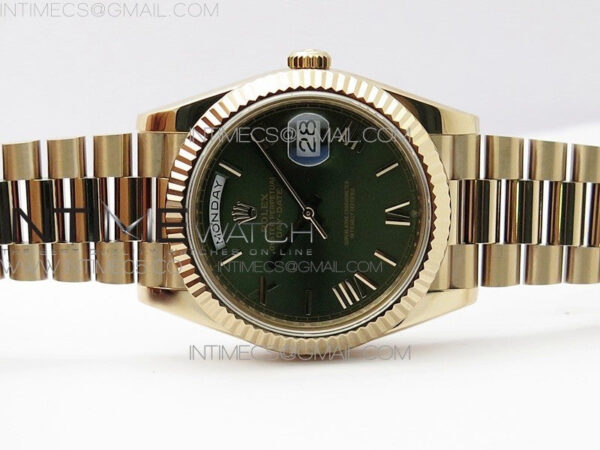 Day-Date 40mm 228239 BP New Dial Version 904 RG Green Roman Markers Dial on RG President Bracelet A2836 – Bild 3