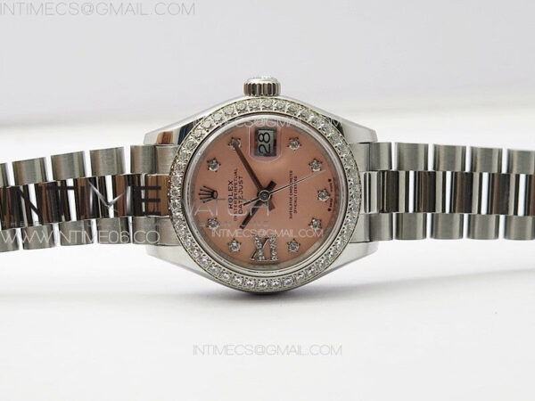 Datejust 28mm 279179 SS/Crystals APSF Best Edition Pink Dial Stars Crystals Markers on SS President Bracelet NH05 – Bild 3