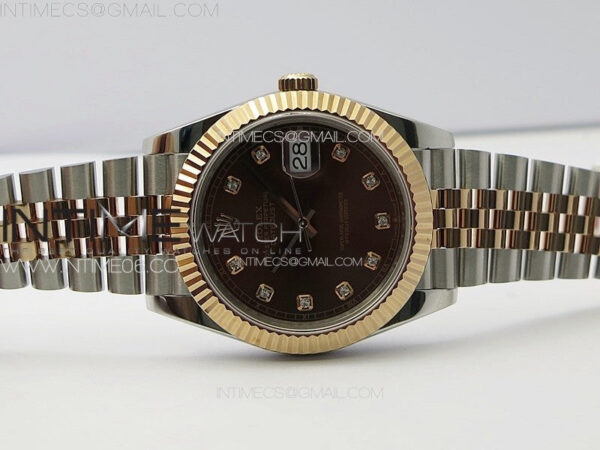 DateJust 41 126331 904L SS/RG GMF 1:1 Best Edition Rrown Dial Crystals Markers On Jubilee Bracelet VR3235 – Bild 3