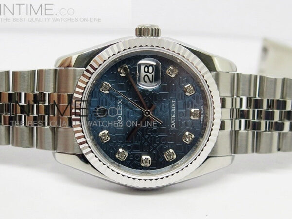 DateJust 116234 SS Blue Textured Dial Diamond Markers on SS Bracelet SA3135 – Bild 3