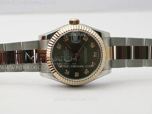 DateJust 31mm 72610 SS/RG APSF Best Edition Green Dial Crystals Markers on Oyster Bracelet A2824 – Bild 3