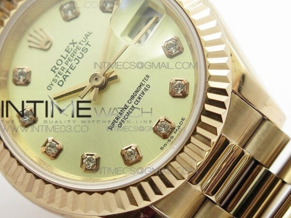 DateJust 28mm RG Diamond Bezel BP Best Edition White Rose gold Dial on RG Bracelet ETA2671 – Bild 2