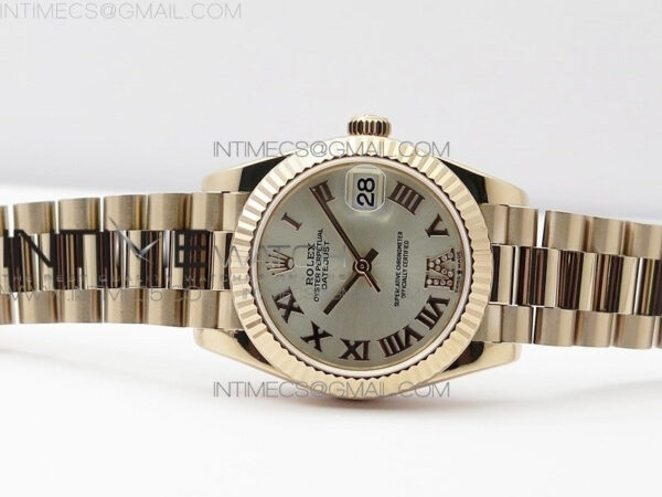 Datejust 31mm 278275 RG BP Best Edition Silver Roman Markers Dial @6 Dia on RG President Bracelet – Bild 2
