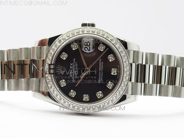 Datejust 31mm 278275 SS Crystal bezel BP Best Edition Gray MOP Dial(@6 Crystal Marker) on SS President Bracelet – Bild 3