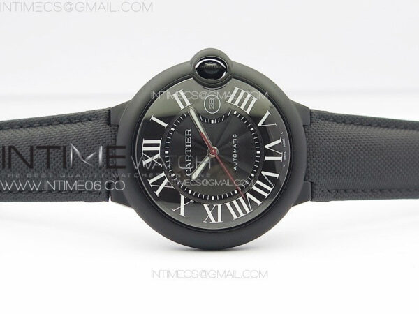 Ballon Bleu 42mm DLC K3F 1:1 Best Edition Black Texture Dial on Black Leather Strap A2824 – Bild 3