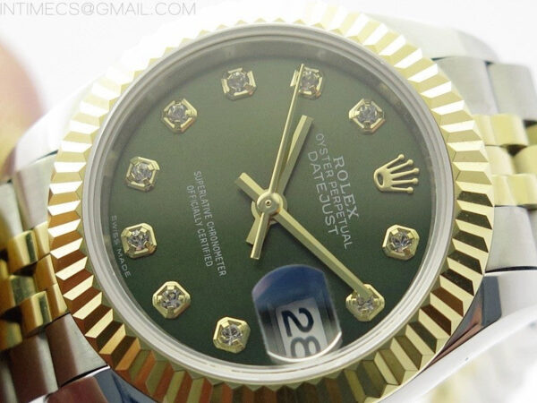 Datejust 28mm 279173 SS/YG BP Best Edition Green Crystals Markers Dial on SS/YG Jubilee Bracelet ETA2671 – Bild 3