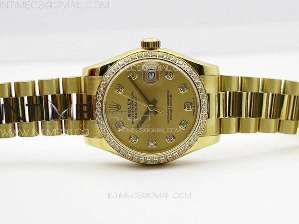 DateJust 31mm 178271 YG APSF Best Edition YG Dial Crystal Markers on President Bracelet A2824 – Bild 5
