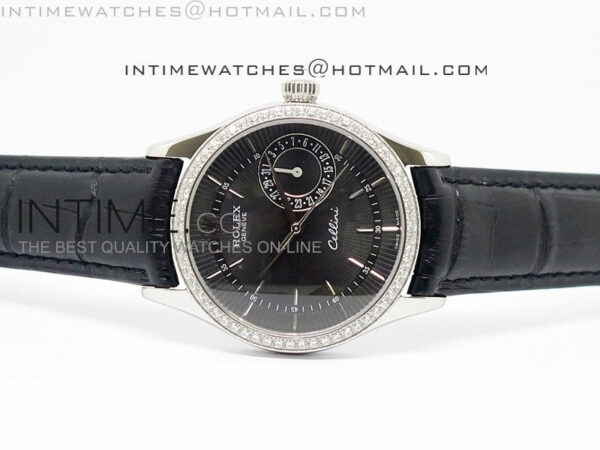 Cellini Date BP Maker SS Diam Bezel Black Dial on Black Leather Strap – Bild 3