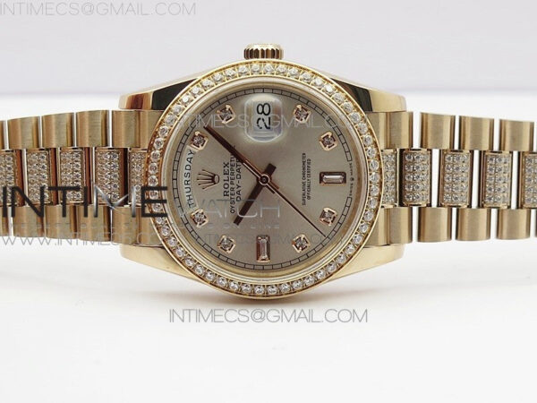 Day-Date 36 128235 RG/Crystal BP Best Edition Silver Crystal Marker Dial on RG President Bracelet A2836 – Bild 3