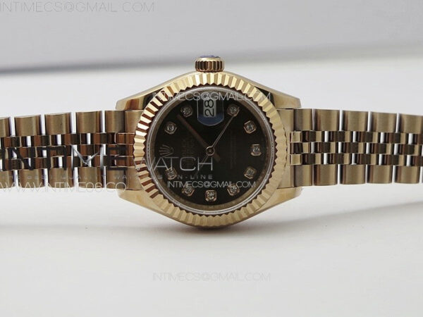 Datejust 28mm 279179 RG APSF Best Edition Brown Dial Crystals Markers on SS Jubilee Bracelet NH05 – Bild 3