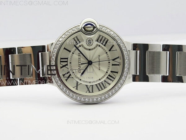 Ballon Bleu 42mm Diamonds Bezel SS K3F 1:1 Best Edition White Texture Dial on SS Bracelet A2824 – Bild 3