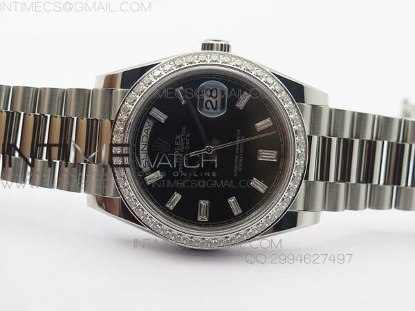 Day-Date 40 SS BP 1:1 Best 228239 Diamond Bezel Black Dial on SS Bracelet – Bild 3