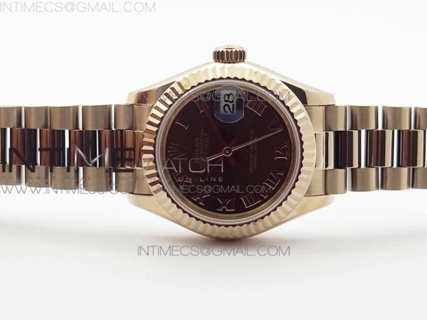 DateJust 28mm RG Diamond Bezel BP Best Edition Brown Dial Roman Markers on RG Bracelet ETA2671 – Bild 3