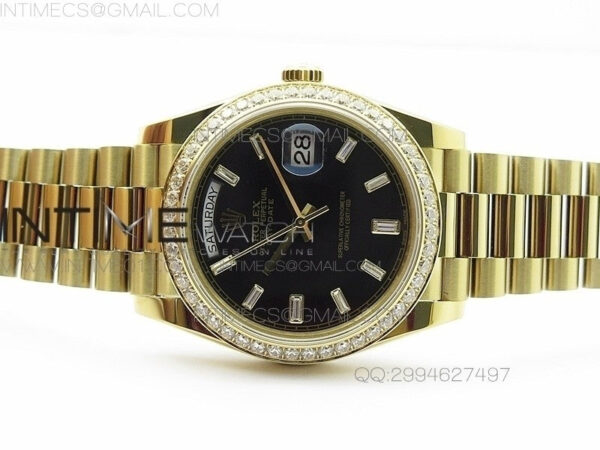 Day-Date 40 YG BP 1:1 Best 228239 Black Diamond Sticks Dial Diamond Bezel on SS Bracelet – Bild 3