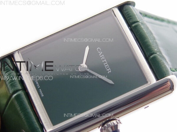 Tank Louis Ladies 25mm SS 8848F 1:1 Best Edition Green Dial on Green Leather Strap Ronda Quartz – Bild 4