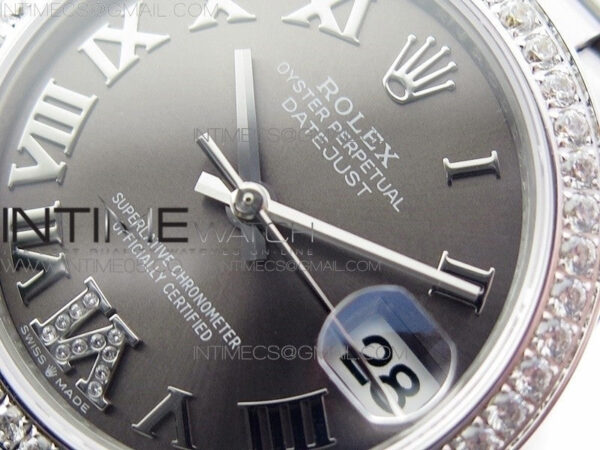 Datejust 31mm 278275 SS Crystals bezel BP Best Edition Gray Roman Markers Dial(@6 Crystal marker) on SS President Bracelet – Bild 4
