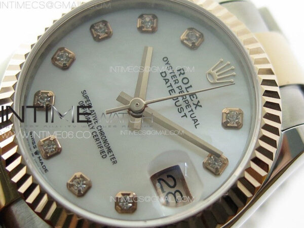 DateJust 31mm 72610 SS/RG APSF Best Edition White MOP Dial Crystals Markers on Oyster Bracelet A2824 – Bild 4
