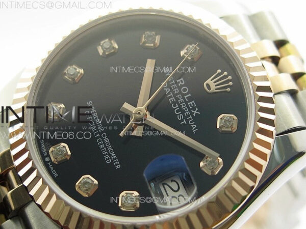DateJust 31mm 178271 SS/RG APSF Best Edition Black Dial Crystal Markers on Jubilee Bracelet A2824 – Bild 4