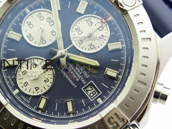 Challenger Chronograph SS Blue Dial on Rubber Strap A7750 (Free rubber strap) – Bild 4