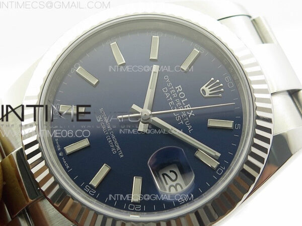 DateJust 41 126334 Clean 1:1 Best Edition 904L Steel Blue Stick Dial on Oyster Bracelet VR3235 – Bild 4