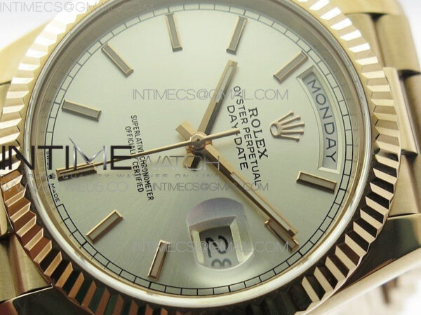 Day-Date 40mm 228239 BP New Dial Version 904 RG Silver Stick Markers Dial on RG President Bracelet A2836 – Bild 4