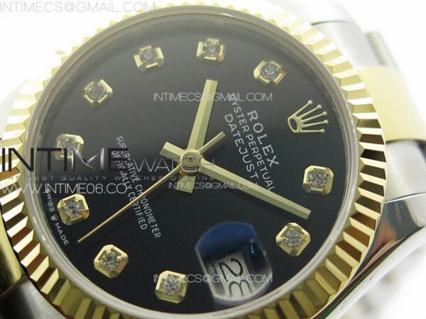 DateJust 31mm 178271 SS/YG APSF Best Edition Black Dial Crystal Markers on Oyster Bracelet A2824 – Bild 4