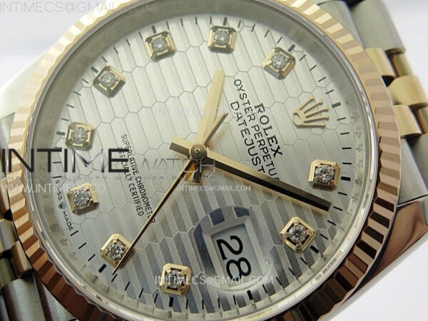 DateJust 36 SS 126231 904L SS/RG VSF 1:1 Best Edition Silver Fluted Dial Diamonds Markers on Jubilee Bracelet VS3235 – Bild 4