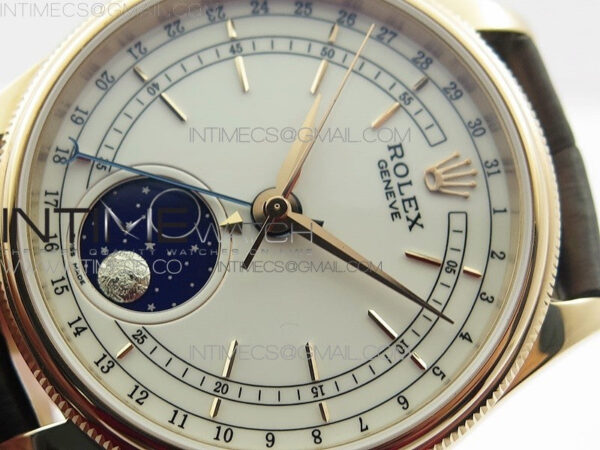 Cellini 50535 Moonphase RG GMF Best Edition White Dial on Brown Leather Strap A3195 – Bild 4