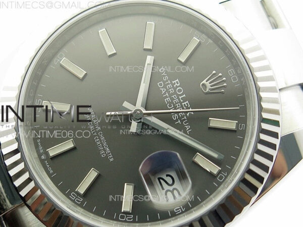 DateJust 41 126334 Clean 1:1 Best Edition 904L Steel Gray Stick Dial on Oyster Bracelet VR3235 – Bild 4