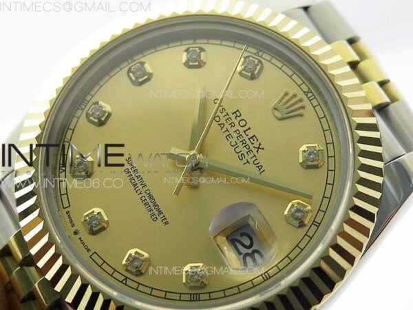 DateJust 41MM 126334 SS/YG APSF 1:1 Best Edition Gold Dial Crystal Markers on SS Jubilee Bracelet SA3235 – Bild 4