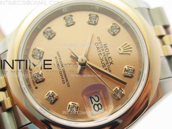 Datejust 28mm 279171 Smooth Bezel SS/RG APSF Best Edition RG Dial Crystals Markers on SS Jubilee Bracelet NH05 – Bild 4