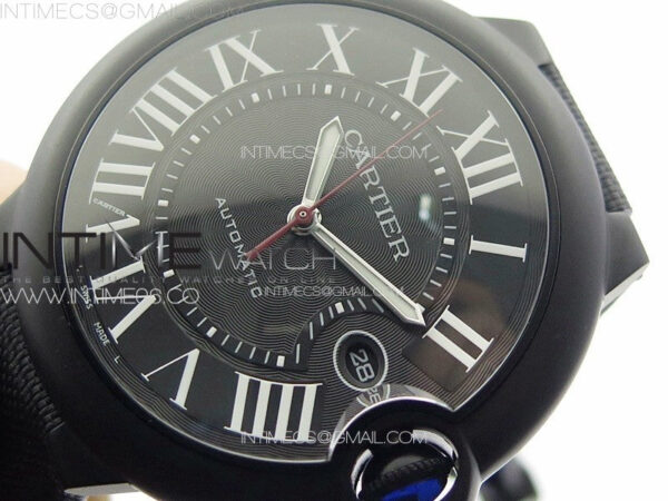 Ballon Bleu 42mm DLC K3F 1:1 Best Edition Black Texture Dial on Black Leather Strap A2824 – Bild 4