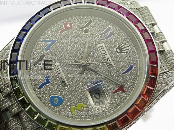 DateJust 41 126300 Full Paved Diamonds Rainbow 904 GSF Best Edition Diamonds Dial Arabic Markers on Jubilee Bracelet VR3235 – Bild 4