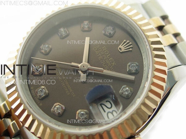 Datejust 28mm 279179 SS/RG APSF Best Edition Brown Dial Crystals Markers on SS/RG Jubilee Bracelet NH05 – Bild 4